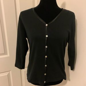 Caribbean Joe black button up v neck shirt